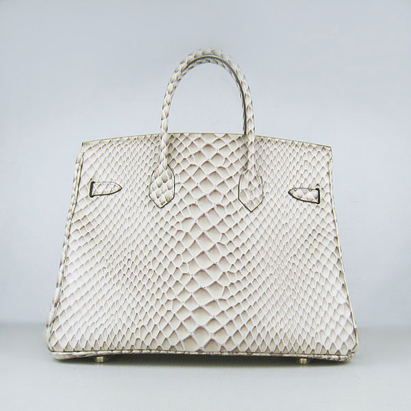 High Quality Fake Hermes Birkin 35CM Fish Veins Leather Bag Cream 6089